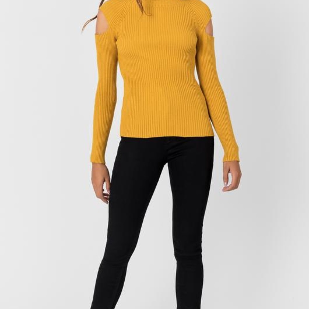 Carmar Cut Out Shoulder Turtleneck Sweater